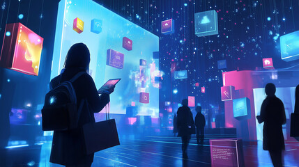 Illustrate an image where artificial intelligence takes center stage in facilitating the choice and creation of gifts for everyone. 