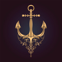 Vector illustration of Anchor symbol, vector