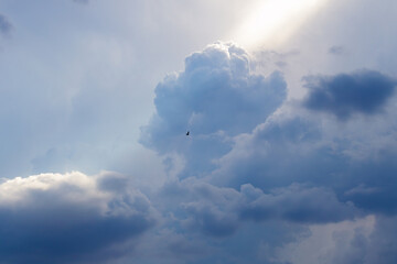 Blue sky with of dark clouds, clouds in the sky.