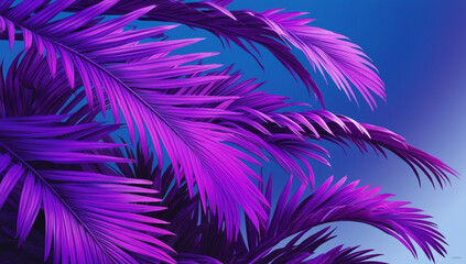 Fototapeta premium A mesmerizing vivid purple palm leaves pattern dominates the composition, with intricately detailed ridges and textures that seem to jump off the page, generative ai