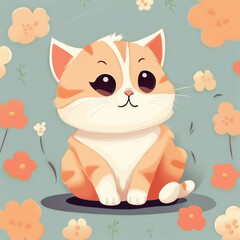 Fototapeta premium cute adorable little cat illustration
