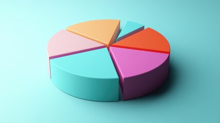 Obraz premium A professional 3D pie chart illustrating market share distribution, with different colors representing various sectors and a modern, minimalist design.