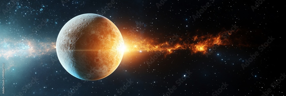 Poster mercury in retrograde amidst a cosmic explosion - a celestial event of immense power and symbolism, 
