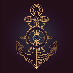 Naklejka premium Vector illustration of Anchor symbol, vector