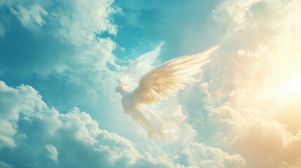miracle appearence of an angel in the sky transparent background