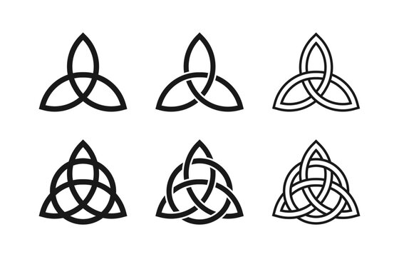 Ancient celtic trinity knot symbol icon set
