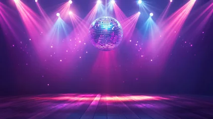Fotobehang Party in concert stage with disco ball of the disco era © Johannes