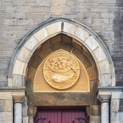 Detail of the church of Sainte-Eugénie in the town of Biarritz in the Basque country in France