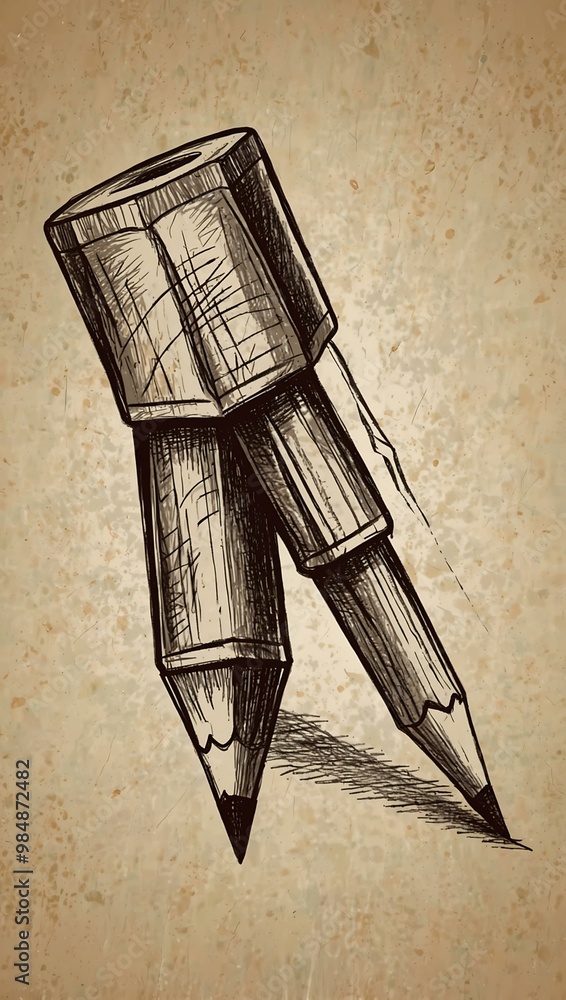 Poster sketch with pencil on paper icon - replaceable vector design
