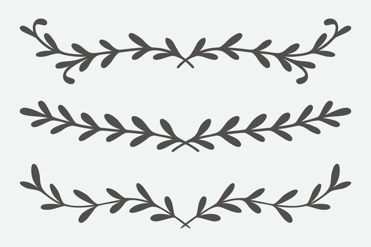 Border Set | Elegant Botanical Borders | Split Border Elements | Leafy Vector Frames