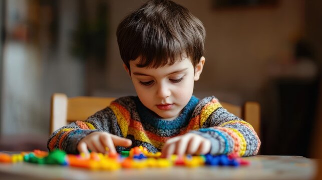 an autistic child engaging in a sensory play