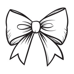 Bow line art logo icon design, vector illustration on white background, happy merry Christmas bow ribbon card vector illustration design, Bow cartoon line art design