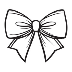 Bow line art logo icon design, vector illustration on white background, happy merry Christmas bow ribbon card vector illustration design, Bow cartoon line art design