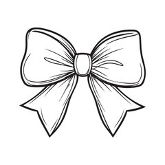 Bow line art logo icon design, vector illustration on white background, happy merry Christmas bow ribbon card vector illustration design, Bow cartoon line art design