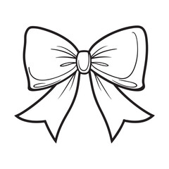 Bow line art logo icon design, vector illustration on white background, happy merry Christmas bow ribbon card vector illustration design, Bow cartoon line art design