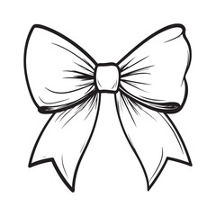 Bow line art logo icon design, vector illustration on white background, happy merry Christmas bow ribbon card vector illustration design, Bow cartoon line art design