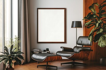 Mockup Frame Interior Design Living Room Modern Minimalist Style