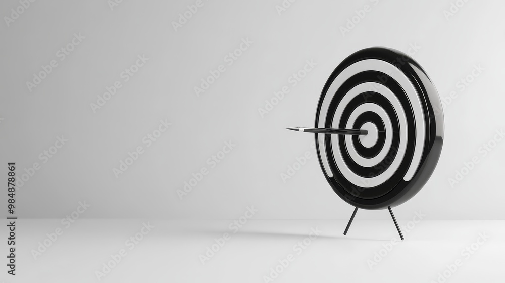 Poster a simple yet powerful image representing success and achievement. a black target with an arrow in th
