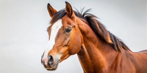 Obraz premium Chestnut Horse Portrait with White Stripe, Closeup, Portrait, Equine ,Horse, Portrait Photography