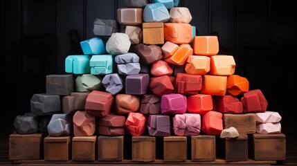 Obraz premium Set Assorted Colored Chalks Stacked.