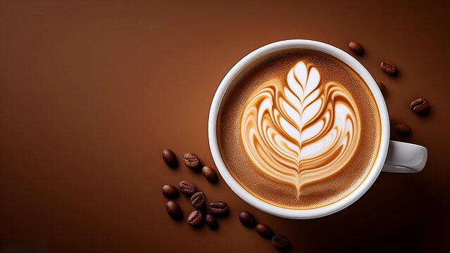 cup of coffee with beans isolated on dark background with copy space - Powered by Adobe