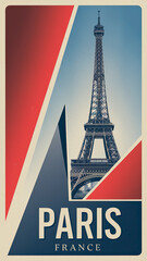 Set of Travel Destination Posters in retro style. Paris, France prints. European summer vacation, International holidays concept. Vintage vector colorful illustrations