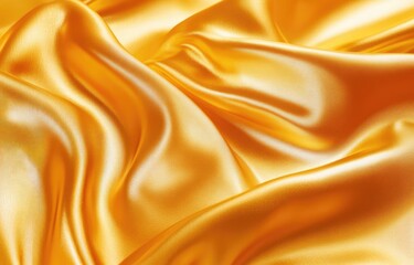 Smooth golden satin fabric with soft, flowing folds.