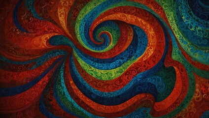 Swirling patterns in red, green, and blue for creative designs.
