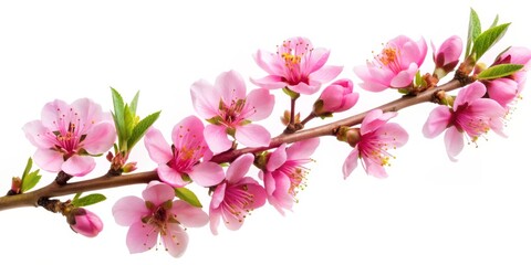 Fototapeta premium Peach Blossom Branch Close-Up, Spring, Floral, Nature