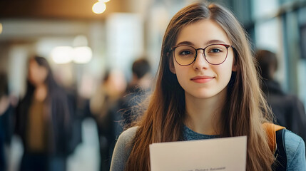 Recruiter reviewing resumes for job openings at career fair