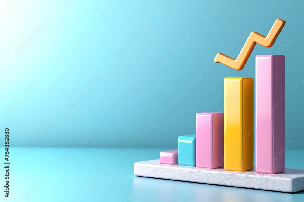 Poster minimalist bar graph, with clean lines and subtle gradients to represent business growth and data an