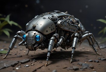 Fototapeta premium A robotic Beetles on a dark background