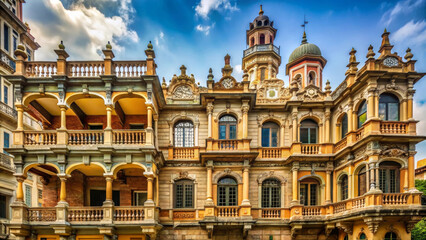 Obraz premium Stunning architecture showcases intricate details and vibrant colors, highlighting beauty of historical buildings under bright sky
