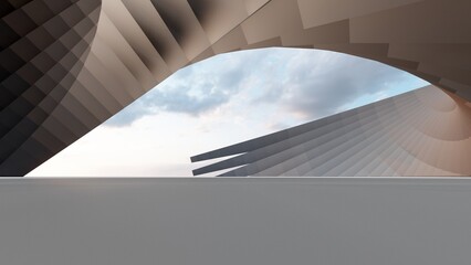 Abstract architecture background arched interior 3d render