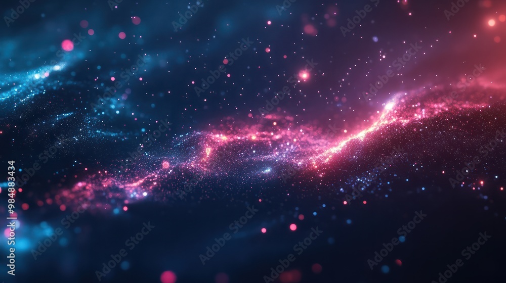 Poster 3d abstract space sky with stars and nebula background generative ai