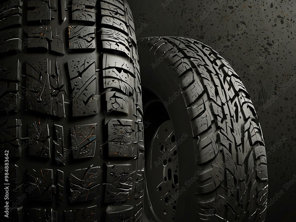 Poster tire print vector elements for rubber tread marks