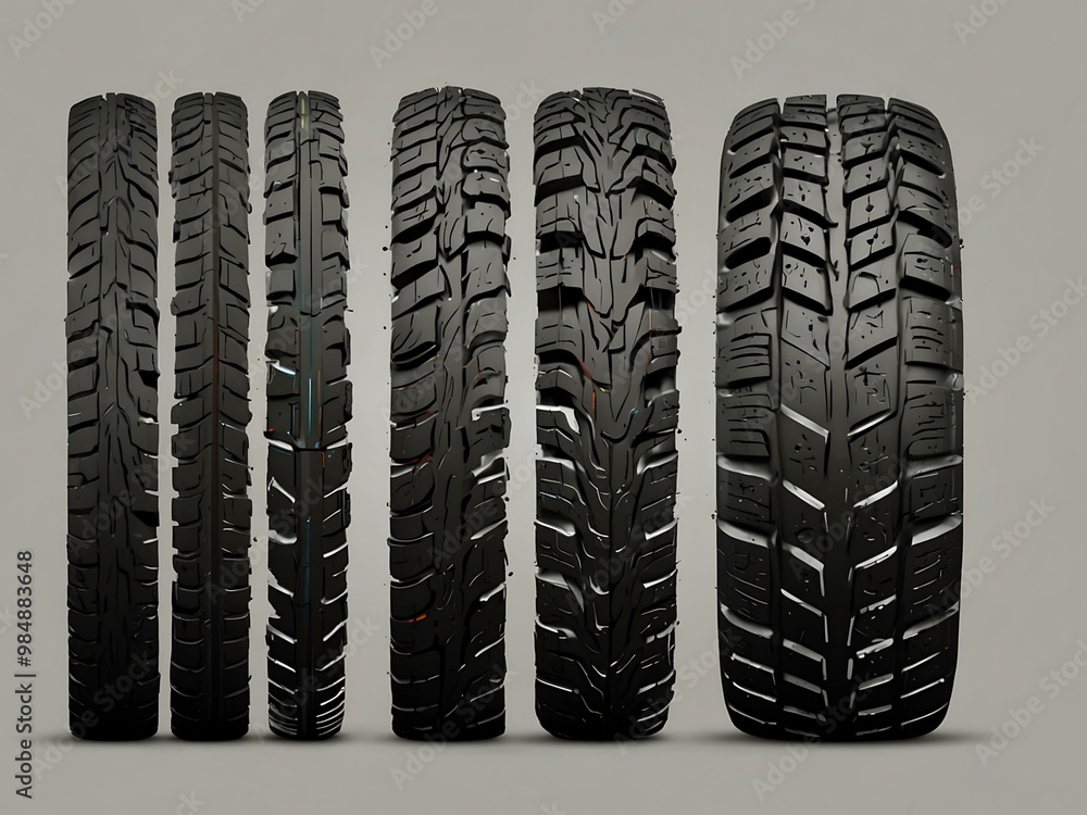 Poster tire print vector elements for rubber tread marks