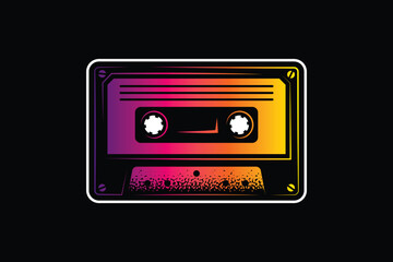 Audio cassette. Original vector illustration in vintage style. T-shirt design.