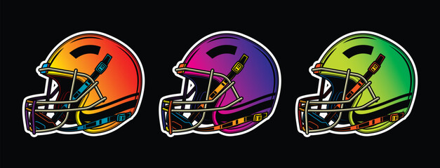 American football helmet. Original vector illustration in vintage style.