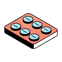 An editable design icon of pills strip 