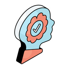 Verified mind icon, editable vector 