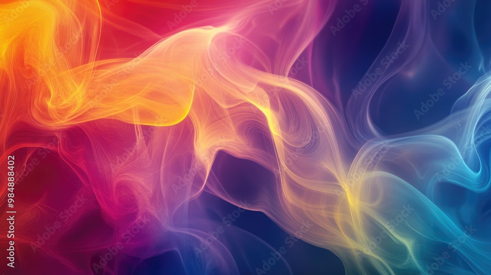 Aufkleber an abstract image of bright, multicolored smoke billowing upwards, with vivid gradients blending sea