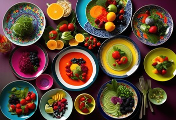 vibrant allergen free dishes artfully arranged colorful plates showcasing fresh ingredients culinary creativity, appetizing, banquet, bite, composition