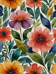 Watercolor floral pattern on a surface.