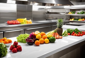 vibrant food safety symbols displayed pristine surfaces emphasize hygiene cleanliness food preparation areas, colors, health, standards, inspection, signage, visuals
