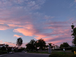 Pink Cloud in the sky at evening