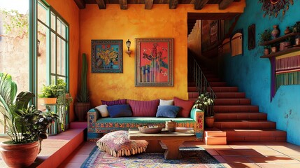 Colorful Mexican home, traditional, rustic achitecture