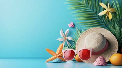 Creative trendy summertime banner mockup. Summer shopping sales and vacation concept.