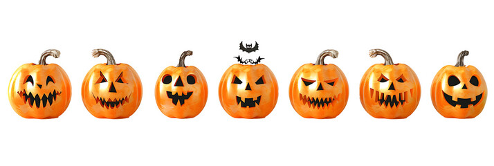 Set of Jack O Lantern Halloween pumpkin on withe background 