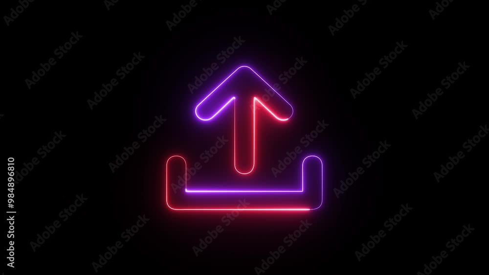 Aufkleber file upload icon, black background upload icon neon glowing animation